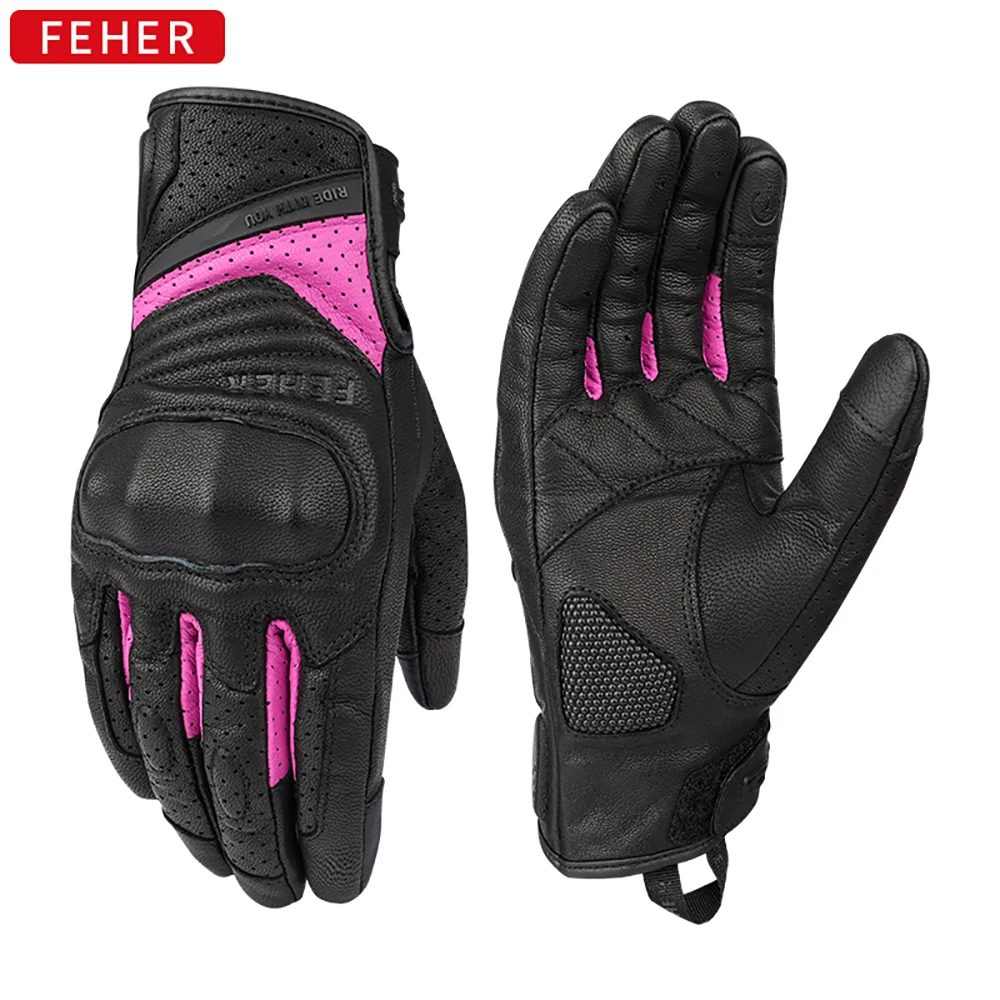 Vintage Leather Motorcycle Gloves Women Purple Full Finger Motorbike Racing - $33.27+