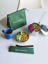 New DEAN &amp; DELUCA Green Cold Warm Insulated Lunch Bag &amp; Cutlery Pouch Se... - £12.78 GBP