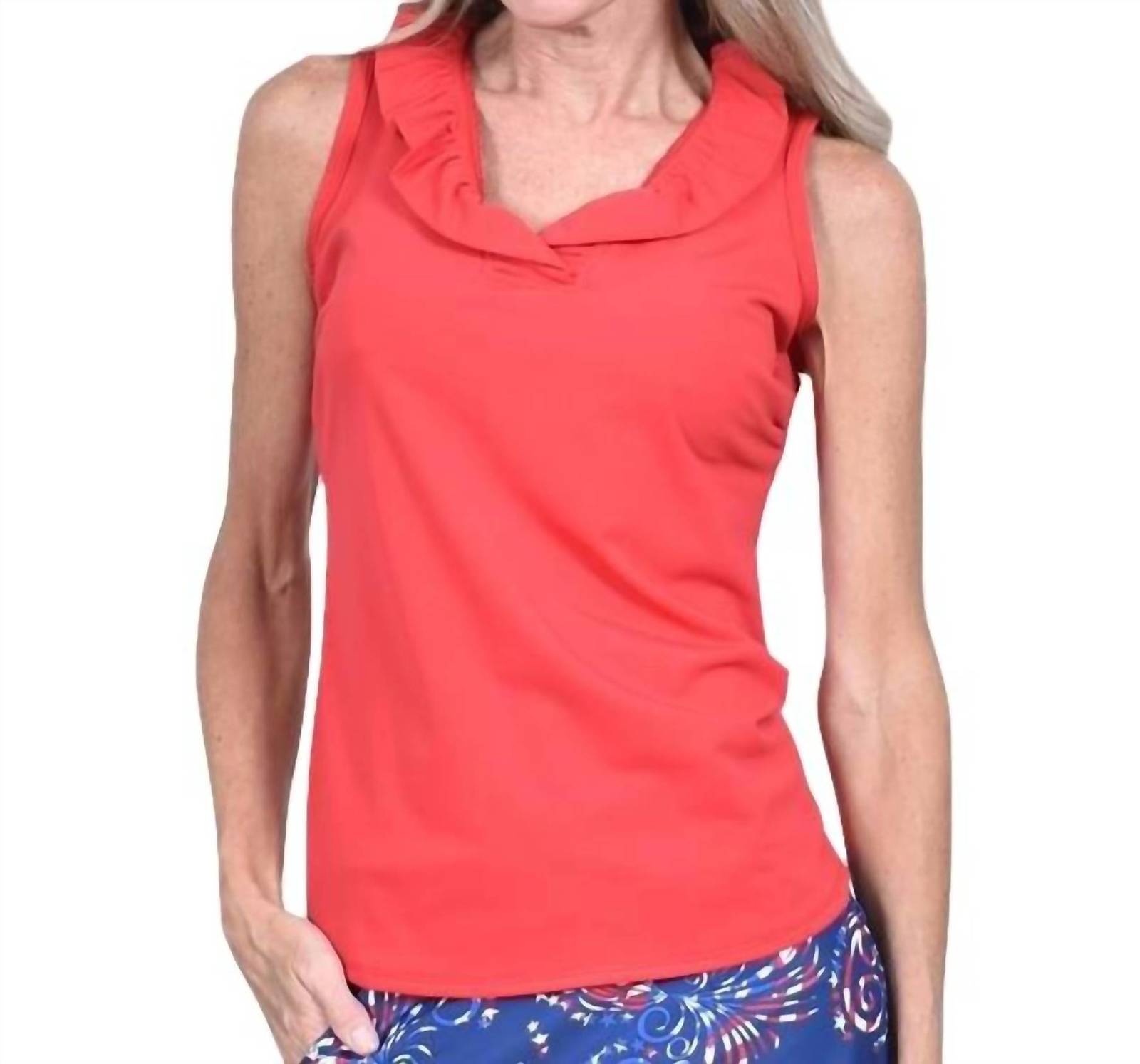 Southwind pebble beach ruffle top in Red