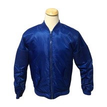 Rebel Minds Mens Royal Blue Polyester Bomber Jacket Full Zip Jacket Size L - £30.62 GBP