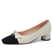 Spring Square High Heels Shoes Woman Slip on Slingbacks PU Leather Brand Elegant - £57.81 GBP