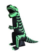 8 Foot Tall Halloween Inflatable Green Skeleton T-Rex Dinosaur Yard Decoration - £87.40 GBP