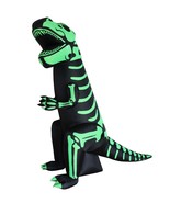 8 Foot Tall Halloween Inflatable Green Skeleton T-Rex Dinosaur Yard Deco... - £87.12 GBP