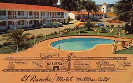 El Rancho Motel State Highway 82 Millbrae California postcard - $6.44