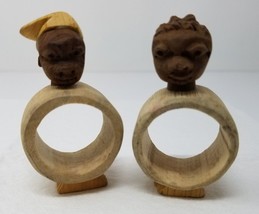 Napkin Rings African Onyina Ghana Hand Carved Set of 2 - $17.05