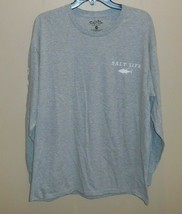 Salt Life Long Sleeve Graphic Tee T-Shirt Mens Large Grey Gray Lock Down... - $20.58