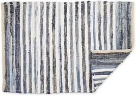 Handwoven Multicolor Area Rag Run, 2X3&#39;, Denim, Dii Chindi Home Collection. - $31.93