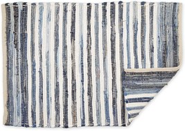 Handwoven Multicolor Area Rag Run, 2X3&#39;, Denim, Dii Chindi Home Collection. - £30.62 GBP