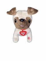 Pug Dog 9&quot; Plush Sings I Love Big Hugs LUV U Dog Tag Musical Stuffed Animal Toy - £10.96 GBP