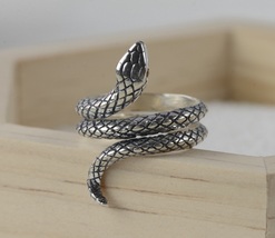 Sterling Silver Snake Ring Open Ring Cobra Ring - £23.24 GBP