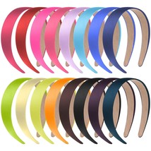 16 Pcs Satin Headbands Bulk 1 Inch Anti slip Ribbon Hair Bands Plain Hard Headba - £19.50 GBP