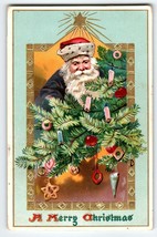 Santa Claus Christmas Postcard Purple Suit Coat Tree Candles Tuck 1910 Ser 505 - £47.88 GBP