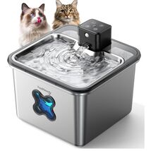 Cordless Cat Water Fountain: 3.2L Stainless Steel with Visual Filter, Du... - $94.00