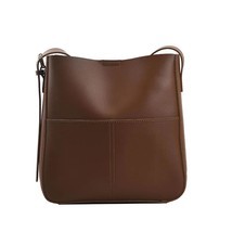 Vintage Large Capacity Bucket Bag Simple Women  Bags  Pu Leather Crossbody Bag B - £142.77 GBP