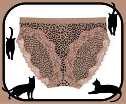 M Tan Leopard Lace Seamless Noshow Victorias Secret High-Leg Waist Brief Pantie - £8.62 GBP