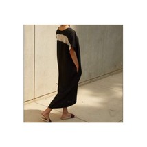 Sugar Candy Mountain Von Kaftan Dress Womens XS/S V Neck Black Linen OVE... - $35.96