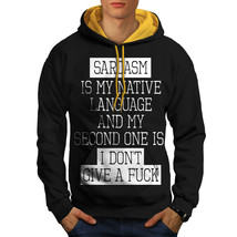 Wellcoda Sarcasm Language Funny Mens Contrast Hoodie, Give Casual Jumper - £30.92 GBP