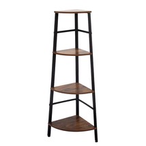 Industrial Corner Shelf, 4-Tier Bookcase, Storage Rack, Plant Stand For Home Off - £70.12 GBP