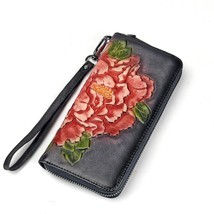MOTAORA Women Wallet 2022 New Vintage Handmade Purse For Female Leather Floral C - £38.19 GBP