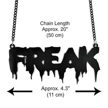 FREAK NECKLACE 4&quot; Large Black Acrylic Statement Pendant Fun Night Club Goth Punk - £7.15 GBP