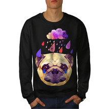 Wellcoda Pug Dog Rain Cool Funny Mens Sweatshirt, Tear Casual Pullover Jumper - £24.11 GBP+