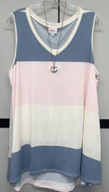 Nwt Lu La Roe New Release Large White Blue Pink Wide Striped Kristina Tank Top - £27.75 GBP