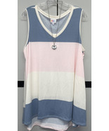 NWT LuLaRoe New Release Large White Blue Pink Wide Striped KRISTINA Tank... - $26.99