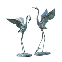 Exalted Crane Verdigris Finish Pair of Aluminum Statues - $346.50