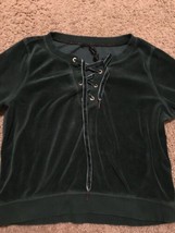 Betsy Johnson Womens Long Sleeve Velvet Sweater Green Size M —519 - £31.55 GBP