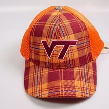 Virginia Tech baseball hat Hokies Orange plaid mesh baseball cap  - £17.97 GBP
