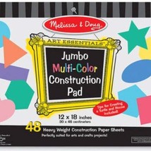 Melissa &amp; Doug Jumbo Multi-Colored Construction Paper Pad (12x18) 48 Sheets - £7.86 GBP
