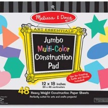 Melissa &amp; Doug Jumbo Multi-Colored Construction Paper Pad (12x18) 48 Sheets - £7.83 GBP