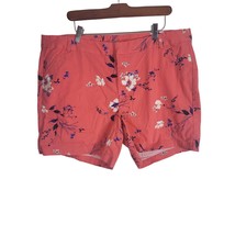 Boutique Shorts 18 Womens Plus Size Pink High Rise Floral Print Pockets Bottoms - £12.43 GBP