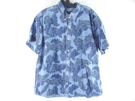 J Crew Blue Floral Slim Short Sleeve Cotton Button Down Shirt XXL - $24.74