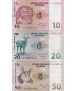 Congo 10 ,20 ,50 Centavos,'Conjunto De 3 Notas ' Pequeño Denomination Ce... - $10.17