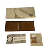 SWANK Wallet Leather Bi Fold Brown Billfold With Box Vintage FLAWS - £14.15 GBP