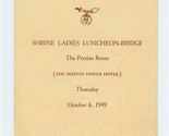 India Shrine Ladies Luncheon Bridge Menu Skirvin Tower Hotel 1949 Oklaho... - £21.79 GBP
