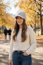 Michael Michael Kors Women’s Gray Cable Knit Newsboys One Size Cap Hat M... - $460.99 MXN