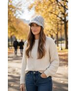 Michael Michael Kors Women’s Gray Cable Knit Newsboys One Size Cap Hat M... - $460.99 MXN