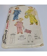 1952 Simplicity Sewing Pattern 4102 Girls Bunny And Bunny PJs Size 1 COM... - £10.15 GBP