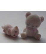 White Flocked Teddy Bear &amp; Kitten - $2.99