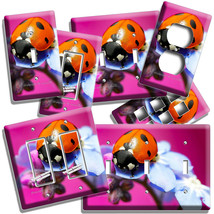 Ladybug On Wild Blue Orchid Flower Light Switch Outlet Plate Room Summer Decor - £14.32 GBP+
