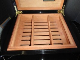 Solid Black Lacquer Humidor  measures 13.5" L x 11" W x 6" H image 4
