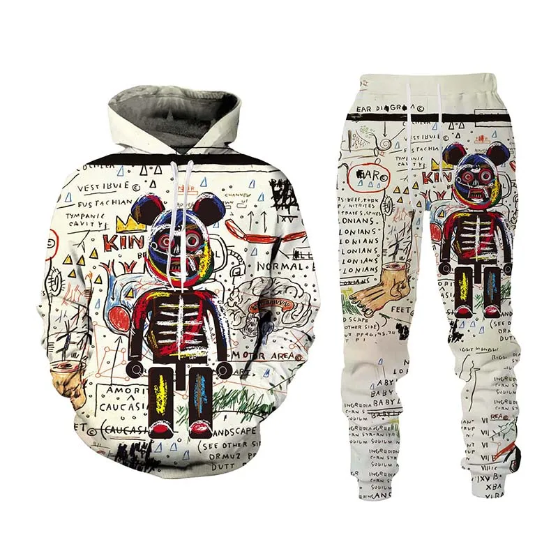 Men Trauit Set Colorful And Cool 3D Print Hoodies Trousers Suit Hip Hop Couple S - £159.58 GBP