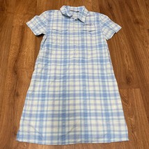 Vineyard Vines Girls Blue White Plaid Shirt Dress Lightweight Dry Fit Size 14 - $31.68