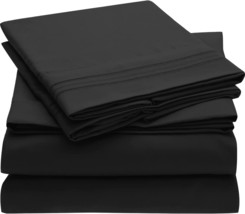 Mellanni 1800 Brushed Microfiber King Bed Sheet Set, 4 Piece - Black - £29.02 GBP