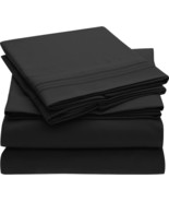 Mellanni 1800 Brushed Microfiber King Bed Sheet Set, 4 Piece - Black - $685.52 MXN