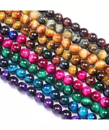 15" Strands - 8 mm Natural Tiger's Eye Stone Beads - 10 Colors - Wholesale - $34.90+