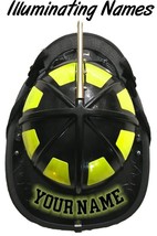 Firefighter Helmet Decal - Reflective/Illuminating 6&quot; Black Helmet Name ... - £13.22 GBP