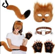 5-piece 5-Piece Therian Masquerade Costume Set: Animal Mask, Tail, Paw G... - £31.58 GBP